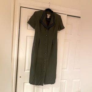 VINTAGE 10P Miss Dorby Dark GreenGray and Black 10 button dress New without tags